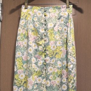 ZARA Floral Button-Down Midi Skirt